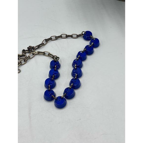 J. Crew Bright Blue Brûlée Faceted Bezel Set Collar Rhinestone Necklace - Picture 12 of 16